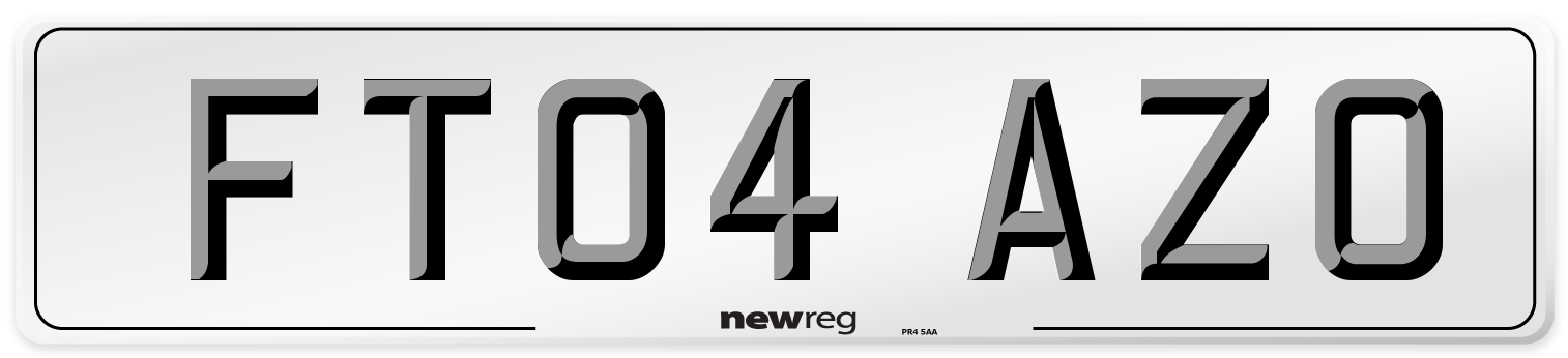 FT04 AZO Number Plate from New Reg